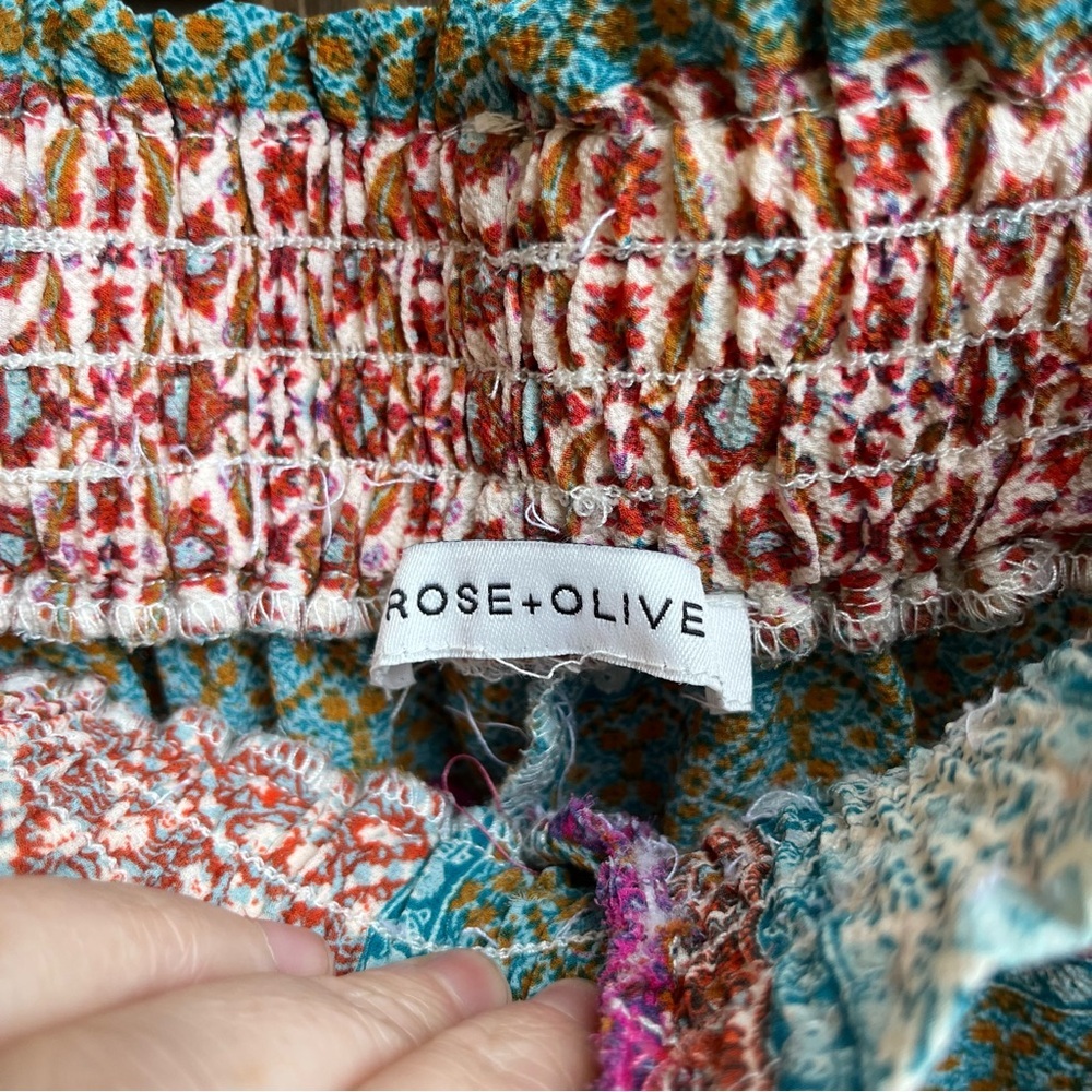 Rose & Olive Multicolor Patchwork Wide Leg Pants - image 2